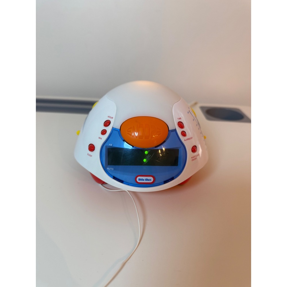 Working Little Tikes Alarm Clock Radio Kids OS White Blue Orange Snooze